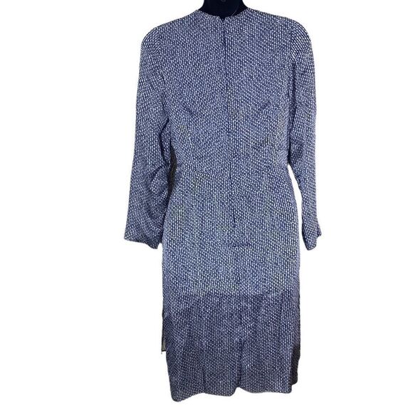 J. Mendel paris blue/white silk wrap drape front sequin dress - Picture 6 of 8